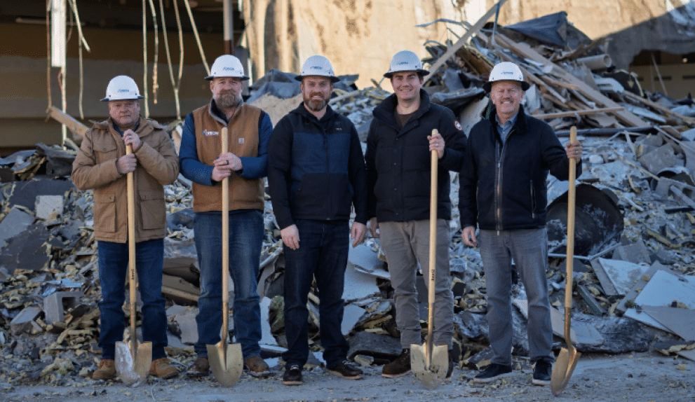 Orion Construction, in partnership with SW Real Estate Investment, have broken ground on the new Breton Meadows apartment project at 4325 Breton Road SE in Grand Rapids, where they are demolishing a former Family Fair grocery store and replacing it with seven three-story buildings containing 168 mixed-income apartments.